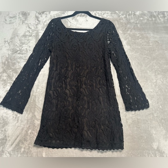 fire Dresses & Skirts - Fire Witchy Long Sleeve Lace Mini Dress Women’s Medium Black Goth